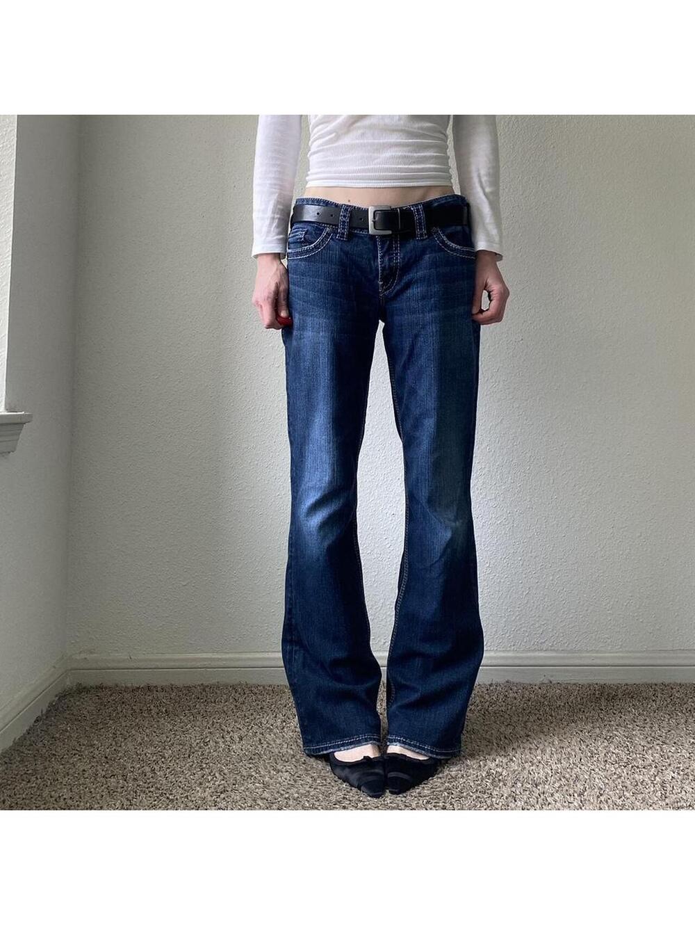 Vintage authentic rare y2k low rise bootcut flare dark wash denim blue jeans